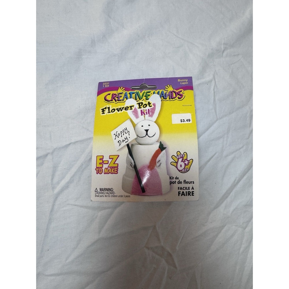 Vintage Fibre Craft Creative Hands Spring Easter Bunny Flower Pot Kids Kit 1996